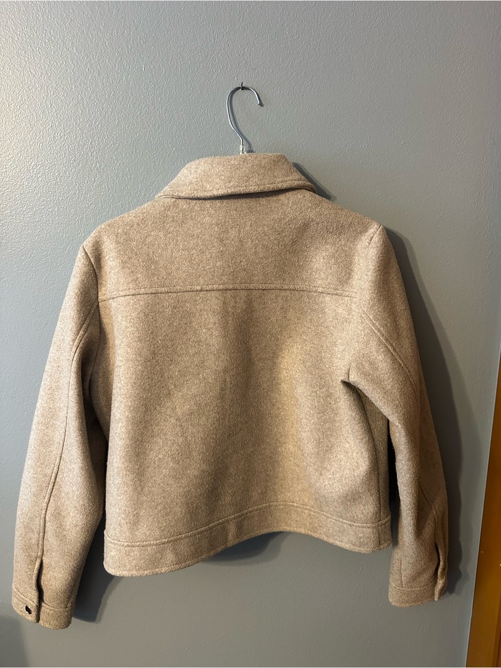Zara Light Beige Cropped Zip-Front Jacket - Picture 4 of 10